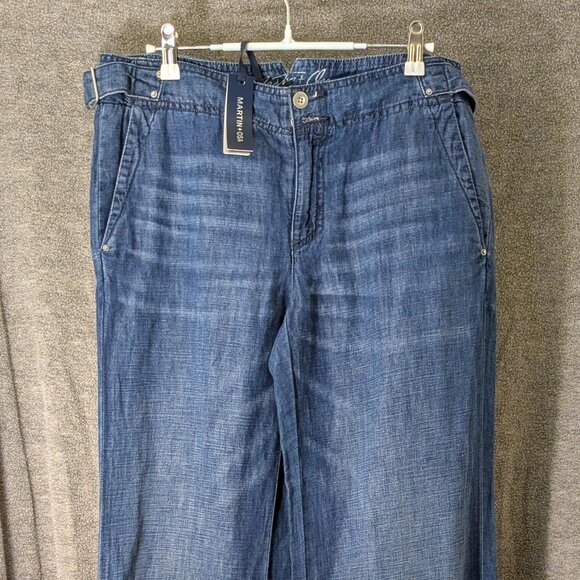 New! Martin + Osa Wide Leg Buckel Detailing Linen Blend TALL Jeans 29L - Picture 1 of 7